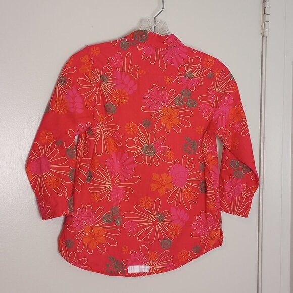 DMO Baby Red Tropical Floral Boys Button Front Shirt - Picture 5 of 9